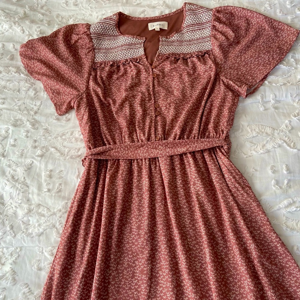 Rust Button Dress